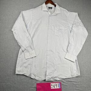 Shaquille O'Neal Shirt 18 White Blue Button Up Long Sleeve Casual Mens